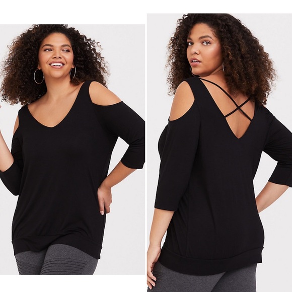 Torrid super soft knits cold shoulder strappy tee